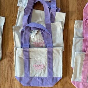 Trader Joe purple mini pastel tote bag